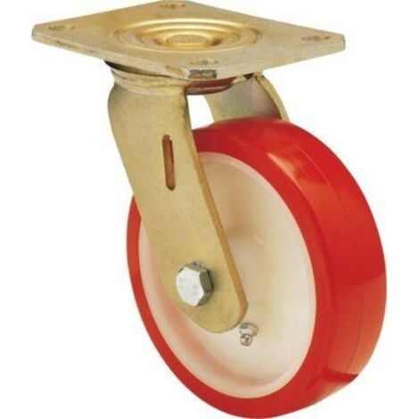 rueda giratora placa 10sl150-pob nylon blanco-poliur.rojo eje bolas
