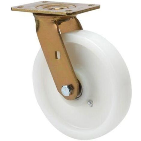 rueda giratora placa 10sl200-ft nylon blanco extrafuerte eje liso