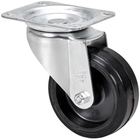 rueda giratora placa 10zv100-thg goma negra tecnopolimero eje liso