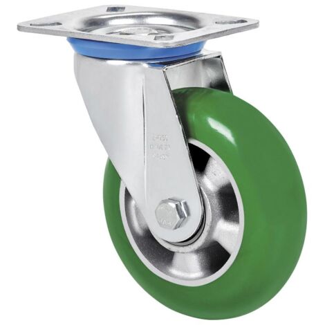 rueda giratora placa 10zv200-auagb aluminio-poliur.verde eje bolas balona