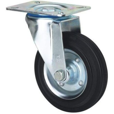 rueda giratora placa 10zv200-bsr metalico-goma negra eje rodillos