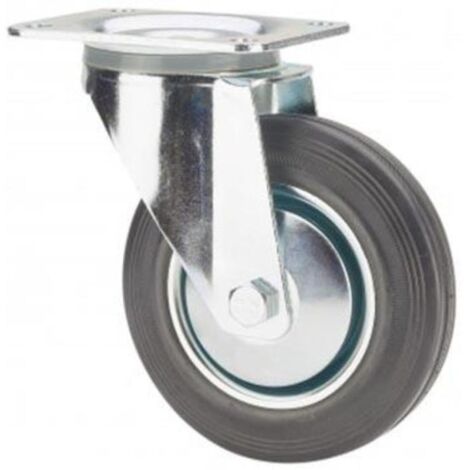 rueda giratora placa 120-100-1 cp metalico-goma negra eje rodillos