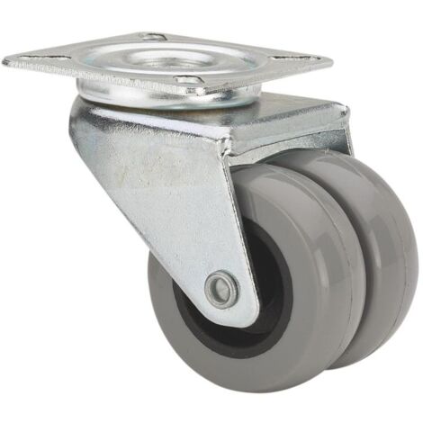 rueda giratora placa 410-050-1 poliamix-goma gris (doble) eje liso