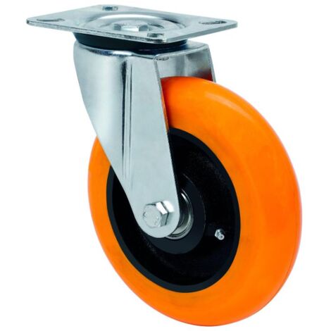 rueda giratora placa 4mm 10zvr150-huab hierro-poliur.naranja eje bolas balona
