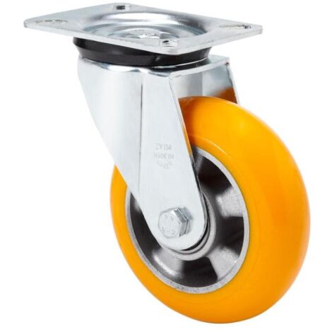 rueda giratora placa 4mm 10zvr160-auab aluminio-poliur.naranja bolas balona