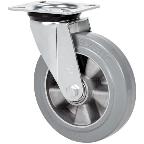 rueda giratora placa 4mm 10zvr160-degb aluminio-goma gris elastica eje bolas