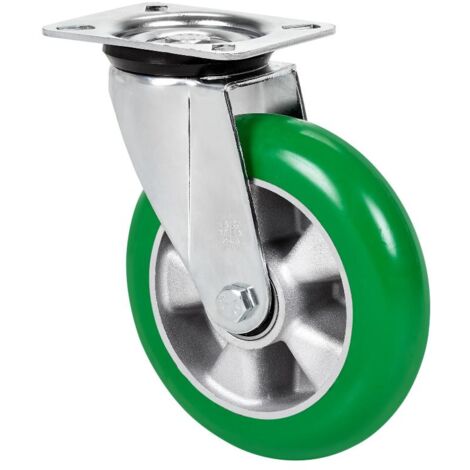 rueda giratora placa 4mm 10zvr200-auagb aluminio-poliur.verde bolas balona
