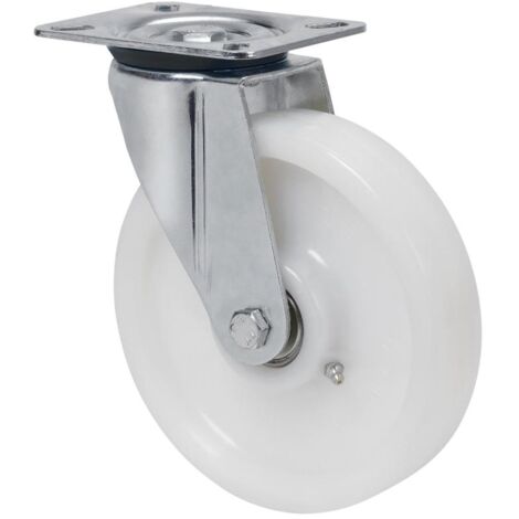 rueda giratora placa 4mm 10zvr200-ftb nylon blanco extrafuerte eje bolas