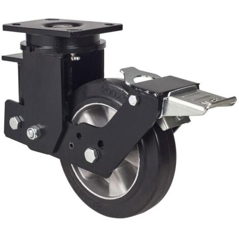 rueda giratora placa fr.10hlsbfn200-deb suspension goma negra elastica bolas