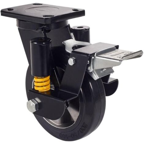 rueda giratora placa fr.10hlsefn160-deb suspension goma negra elastica bolas