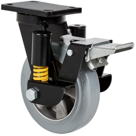 rueda giratora placa fr.10hlsefn200-degb suspension goma gris elastica bolas