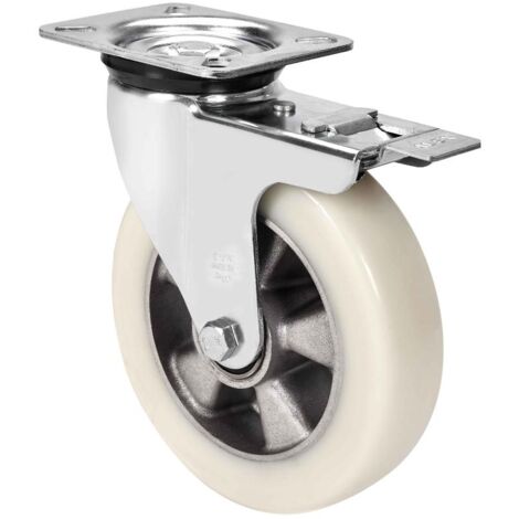 rueda giratora placa fr.4mm 10zvrfd160-ausb alum.-poliur.blanco"veloc"bolas