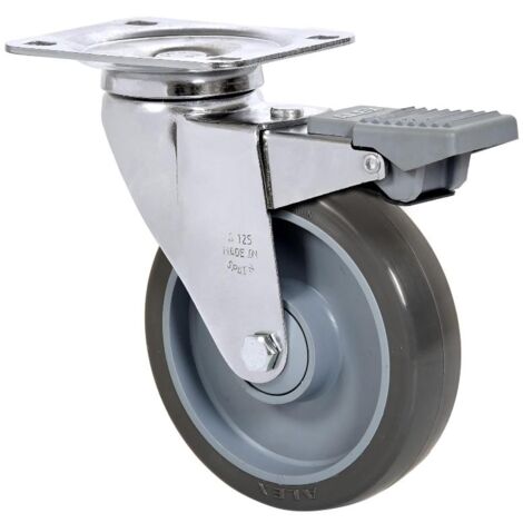 rueda giratora placa freno 10afd125cp-puisb polip.-poliur.gris eje bolas