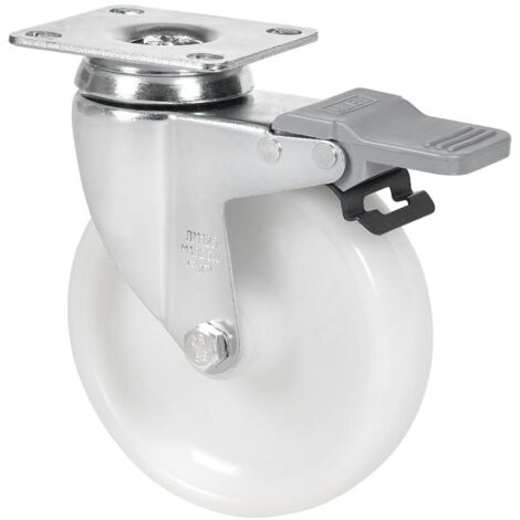 rueda giratora placa freno 10bhafd100-ut poliamix blanco eje liso