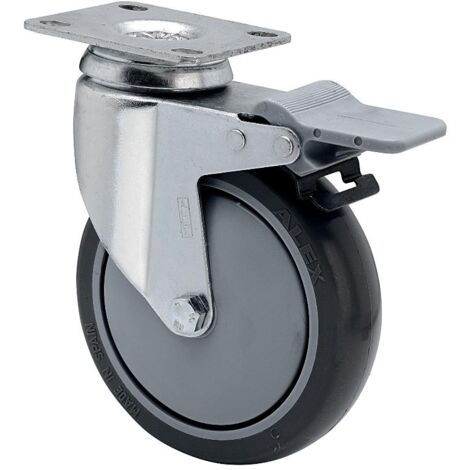 rueda giratora placa freno 10bhafd100cp-pgaisb goma gris eje bolas