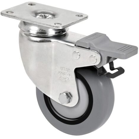 rueda giratora placa freno 10bhfd100cp-pgisb poliamix-goma gris eje bolas