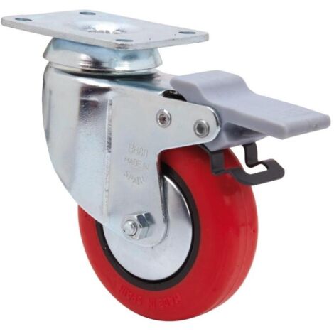 rueda giratora placa freno 10bhfd60cp-ppia poliamix-poliur.rojo eje liso