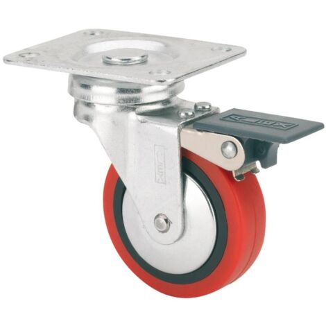 rueda giratora placa freno 10bsrfn60cp-ppi poliamix-poliur.rojo eje liso