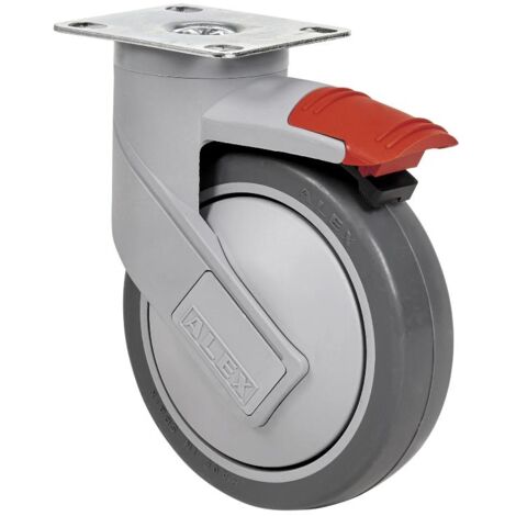 rueda giratora placa freno 10hcfd125cp-pgaisb goma gris eje bolas