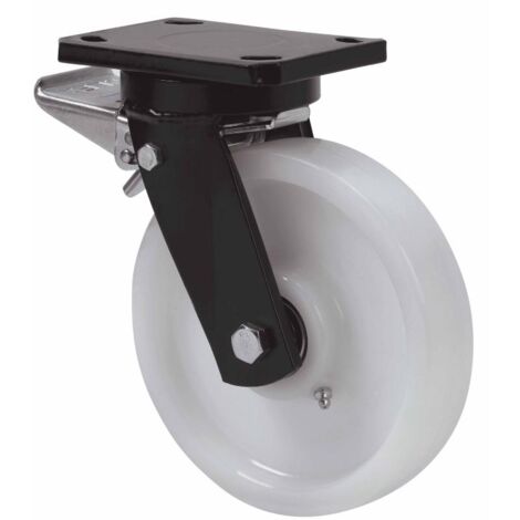 rueda giratora placa freno 10hlbfd150-ft nylon blanco extrafuerte eje liso