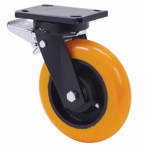 rueda giratora placa freno 10hlbfd200-huab hierro-poliur.naranja bolas balona