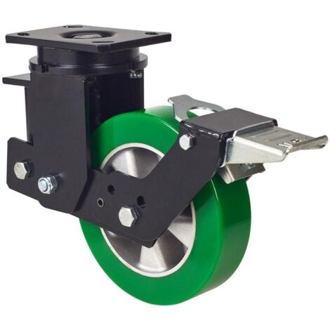 rueda giratora placa freno 10hlsbfn200-augb suspension poliur.verde eje bolas