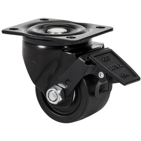 rueda giratora placa freno 10lpfn65-knb nylon negro extrafuerte eje bolas