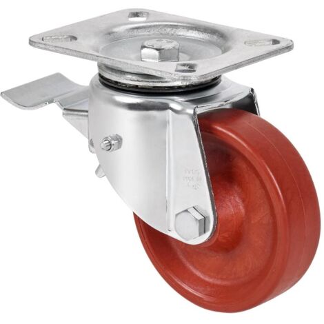 rueda giratora placa freno 10tvfd125-td resina marron eje liso