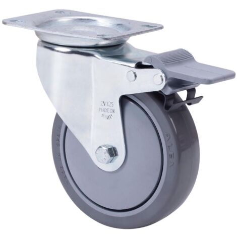 rueda giratora placa freno 10zvfd100cp-puisb polip.-poliur.gris eje bolas