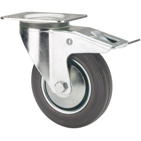 rueda giratora placa freno 120-080-3 cp metalico-goma negra eje rodillos