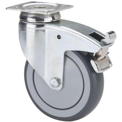 rueda giratora placa freno 300-100-3 cp poliamix-goma gris eje bolas