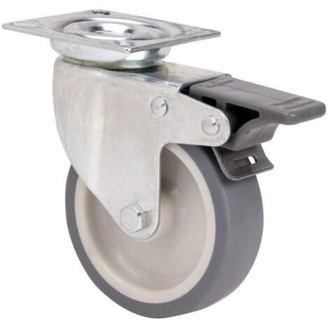 rueda giratora placa freno 401-100-3 poliamix-goma gris eje liso