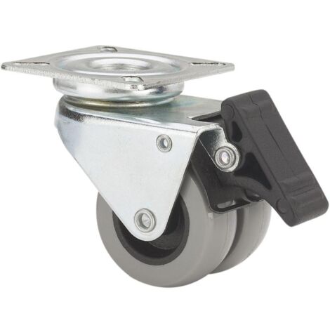 rueda giratora placa freno 410-050-3 poliamix-goma gris (doble) eje liso