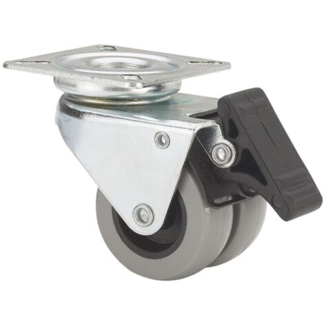 rueda giratora placa freno 411-050-3 poliamida gris (doble) eje liso