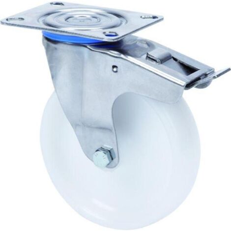 rueda giratora placa freno inox.10zlifd80-ut poliamix blanco eje liso