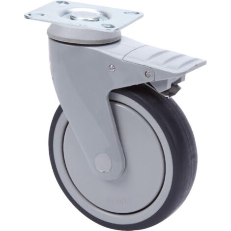 rueda giratora placa freno nylon 10anfd100-an poliur.gris inyect.eje bolas