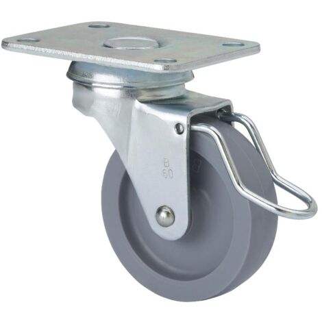 rueda giratora placa freno varilla 10bsrfv60-bp plastico gris eje liso
