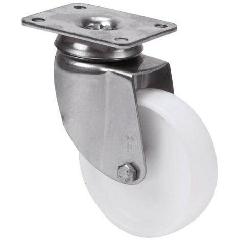 rueda giratora placa inox.10bhi60-bp plastico blanco eje liso