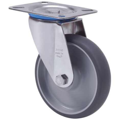 rueda giratora placa inox.10zvi100-pgzr poliamix-goma gris inyect.rodillos