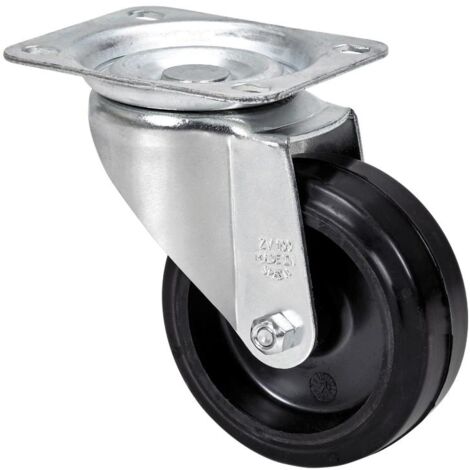 rueda giratora placa inox.10zvi100-thg goma negra tecnopolimero eje liso