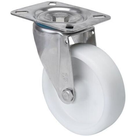 rueda giratora placa inox.10zvi100-ut poliamix blanco eje liso