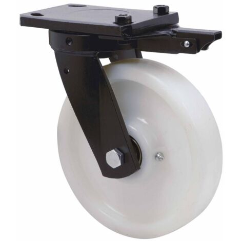 rueda giratora placa mec.dir.10hlbmd250h-ftb nylon blanco extrafuerte bolas
