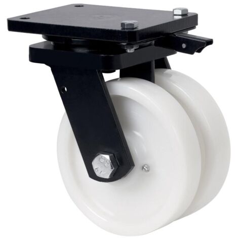 rueda giratora placa mec.dir.10hlgmd200-ft nylon blanco extrafuert(doble)liso
