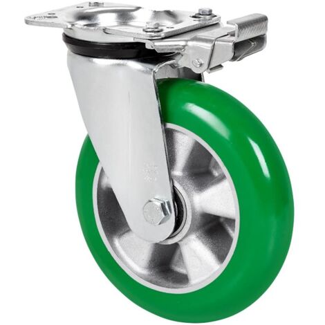 rueda giratora placa mec.dir.4mm 10zvrmd200-auagb alu-poliur.verde bol.balona