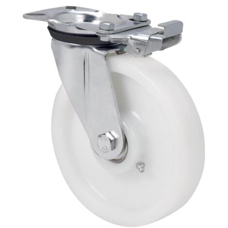 rueda giratora placa mec.dir.4mm 10zvrmd200-ftb nylon blanco extrafuerte bol.