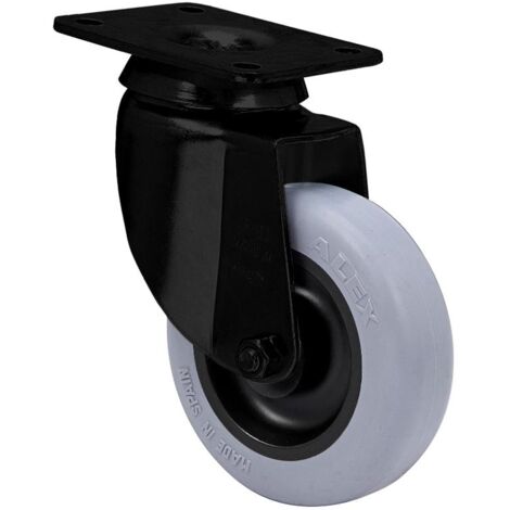 rueda giratora placa negra 10bh60-pgia poliamix-goma gris eje liso