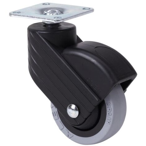 rueda giratora placa negra 10hp50cp-pgi poliamix-goma gris eje liso