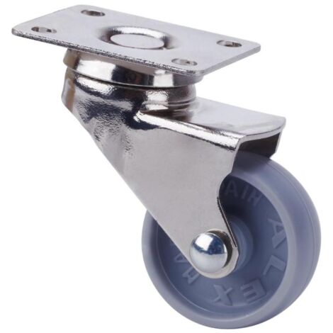rueda giratora placa niquel.10bdr50-bp plastico gris eje liso