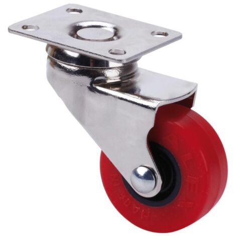 rueda giratora placa niquel.10bdr50cp-ppi poliamix-poliur.rojo eje liso
