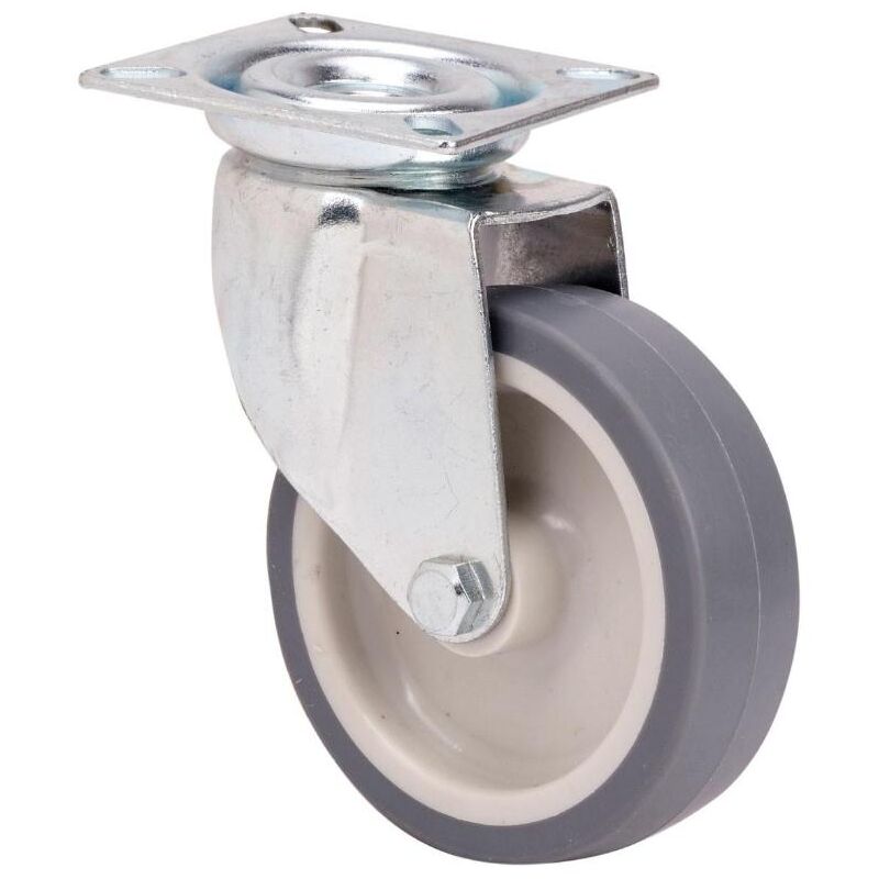 Rueda giratora placa 401-060-1 poliamix-goma gris eje liso - Ruedas Alex